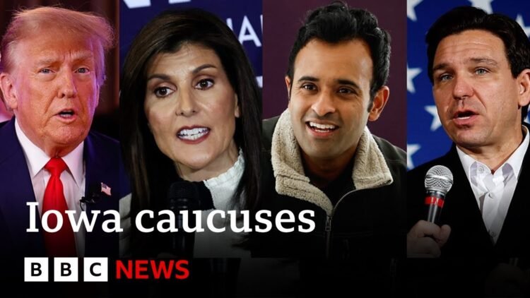 Iowa caucus: Republican rivals make last-ditch bids to cut Trumps lead | BBC News